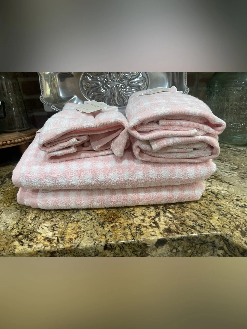 Laura Ashley Ginny Pink White Towels Bundle - bath, hand & finger towels -NEW!